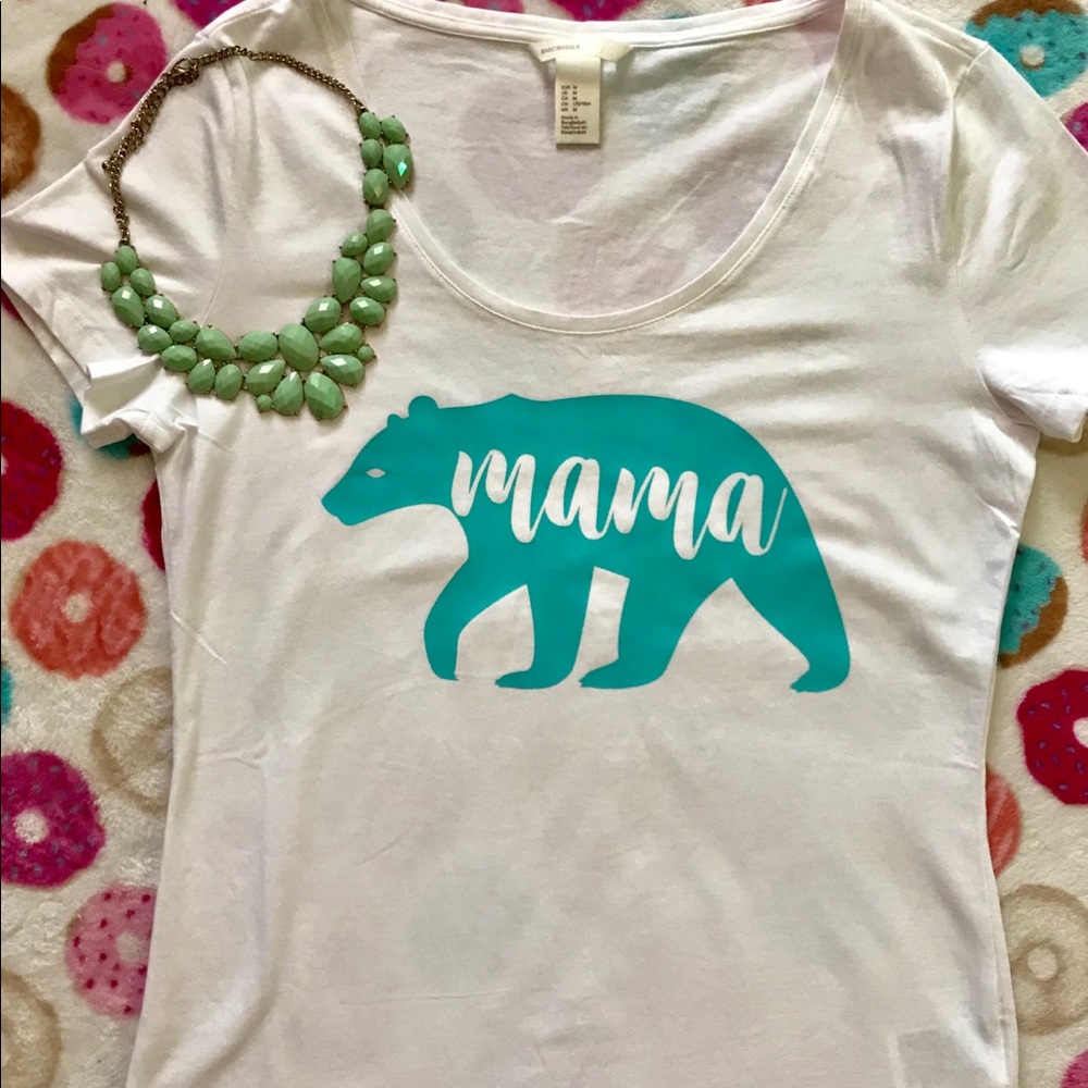 Mama Bear blue iron- on decal